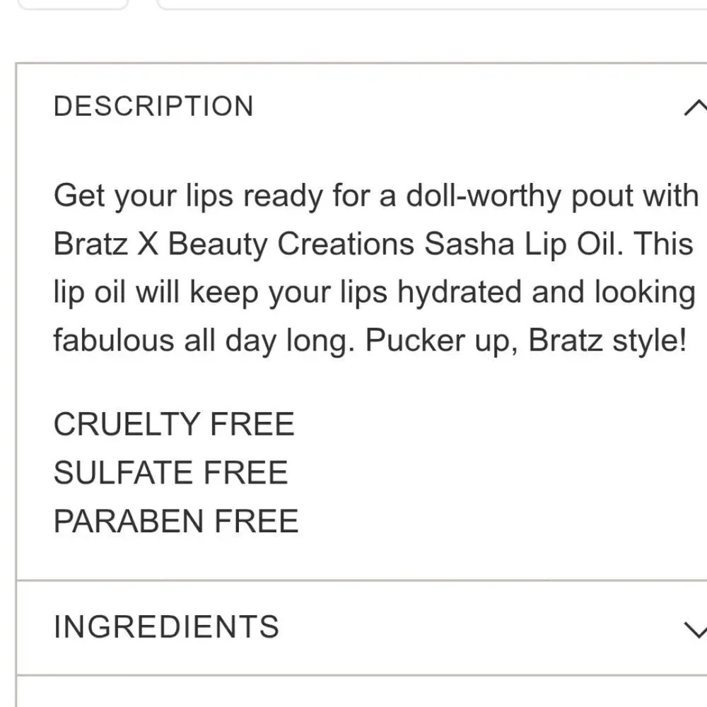 Beauty‎ Creations X Bratz Sasha Lip Oil